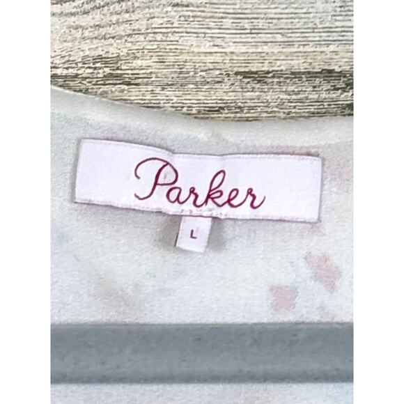 Parker Women’s L White Multicolor Floral Cold Shoulder Shift Mini Dress NEW - Picture 6 of 6